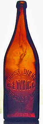 CHRIST DIEHL BREWING COMPANY EMBOSSED BEER BOTTLE