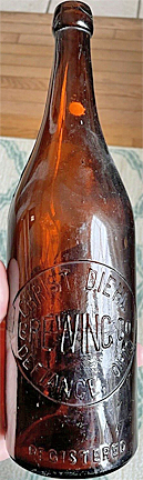 CHRIST DIEHL BREWING COMPANY EMBOSSED BEER BOTTLE