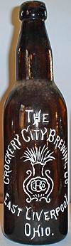 THE CROCKERY CITY BREWING COMPANY EMBOSSED BEER BOTTLE
