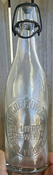 H. GREENWOOD EAST LIVERPOOL BREWERY EMBOSSED BEER BOTTLE