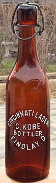 CINCINNATI LAGER C. KOBE BOTTLER EMBOSSED BEER BOTTLE