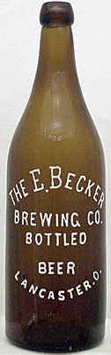 THE E. BECKER BREWING COMPANY EMBOSSED BEER BOTTLE