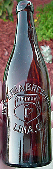 THE LIMA BREWING COMPANY EMBOSSED BEER BOTTLE