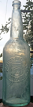 THE LIMA BREWING COMPANY EMBOSSED BEER BOTTLE