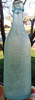 H. C. KROPF BREWER EMBOSSED BEER BOTTLE