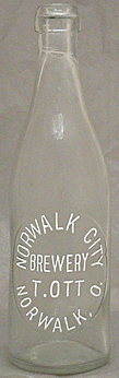 NORWALK CITY BREWERY EMBOSSED BEER BOTTLE