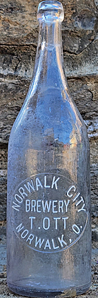 NORWALK CITY BREWERY EMBOSSED BEER BOTTLE