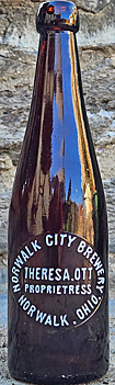 NORWALK CITY BREWERY EMBOSSED BEER BOTTLE