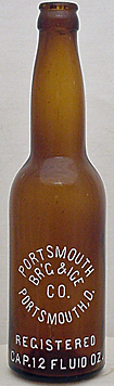 PORTSMOUTH BREWING & ICE COMPANY EMBOSSED BEER BOTTLE