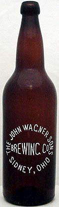 THE JOHN WAGNER SONS BREWING COMPANY EMBOSSED BEER BOTTLE