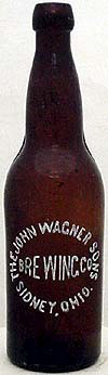 THE JOHN WAGNER SONS BREWING COMPANY EMBOSSED BEER BOTTLE