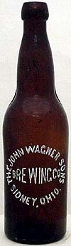 THE JOHN WAGNER SONS BREWING COMPANY EMBOSSED BEER BOTTLE