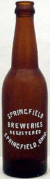 SPRINGFIELD BREWERIES EMBOSSED BEER BOTTLE