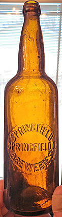 SPRINGFIELD BREWERIES EMBOSSED BEER BOTTLE