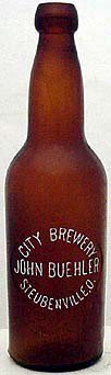 JOHN BUEHLER CITY BREWERY EMBOSSED BEER BOTTLE