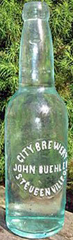 JOHN BUEHLER CITY BREWERY EMBOSSED BEER BOTTLE