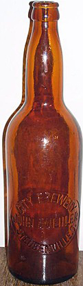 JOHN BUEHLER CITY BREWERY EMBOSSED BEER BOTTLE