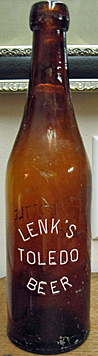 LENK'S TOLEDO BEER EMBOSSED BEER BOTTLE