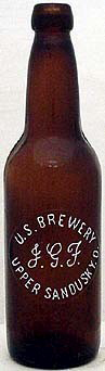 U. S. BREWERY EMBOSSED BEER BOTTLE