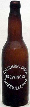 THE SIMON LINSER BREWING COMPANY EMBOSSED BEER BOTTLE