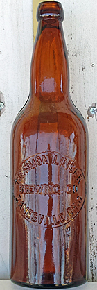 THE SIMON LINSER BREWING COMPANY EMBOSSED BEER BOTTLE