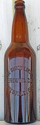 THE SIMON LINSER BREWING COMPANY EMBOSSED BEER BOTTLE