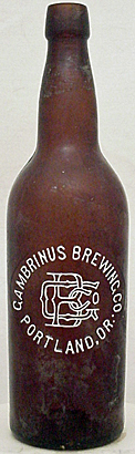 GAMBRINUS BREWING COMPANY EMBOSSED BEER BOTTLE