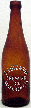 D. LUTZ & SON BREWING COMPANY EMBOSSED BEER BOTTLE