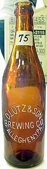 D. LUTZ & SON BREWING COMPANY EMBOSSED BEER BOTTLE