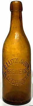 D. LUTZ & SON BREWERS EMBOSSED BEER BOTTLE