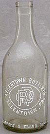 ALLENTOWN BOTTLERY WEISS BEER EMBOSSED BEER BOTTLE