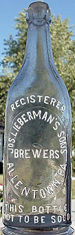 JOSEPH LIEBERMAN'S SONS BREWERS EMBOSSED BEER BOTTLE