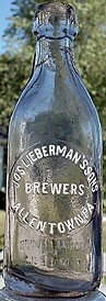 JOSEPH LIEBERMAN'S SONS BREWERS EMBOSSED BEER BOTTLE