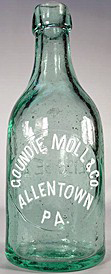 GOUNDIE MOLL & COMPANY WEISS BEER EMBOSSED BEER BOTTLE