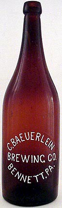 C. BAEUERLEIN BREWING COMPANY EMBOSSED BEER BOTTLE