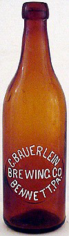 C. BAEUERLEIN BREWING COMPANY EMBOSSED BEER BOTTLE