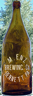 M. ENZ. BREWING COMPANY EMBOSSED BEER BOTTLE