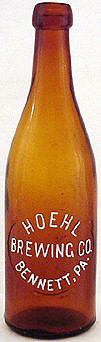 HOEHL BREWING COMPANY EMBOSSED BEER BOTTLE