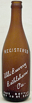 UHLS BREWERY EMBOSSED BEER BOTTLE