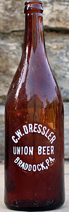 C. W. DRESSLER UNION BEER EMBOSSED BEER BOTTLE