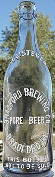 BRADFORD BREWING COMPANY EMBOSSED BEER BOTTLE