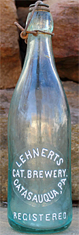 LEHNERTS CATASAQUA BREWERY EMBOSSED BEER BOTTLE