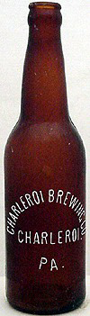 CHARLEROI BREWING COMPANY EMBOSSED BEER BOTTLE