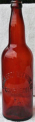 CHARLEROI BREWING COMPANY EMBOSSED BEER BOTTLE