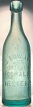 J. EDWARD BREWED BY BERGNER & ENGLE EMBOSSED BEER BOTTLE