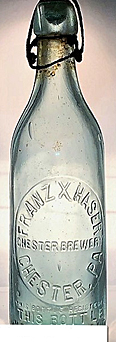 FRANZ X. HASER CHESTER BREWERY EMBOSSED BEER BOTTLE