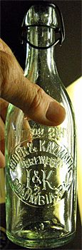 LODER & KAZMAIER BREWERY EMBOSSED BEER BOTTLE