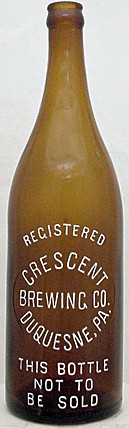 CRESCENT BREWING COMPANY EMBOSSED BEER BOTTLE