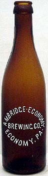 AMBRIDGE - ECONOMY BREWING COMPANY EMBOSSED BEER BOTTLE