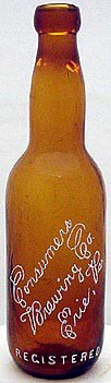 CONSUMERS BREWING COMPANY EMBOSSED BEER BOTTLE